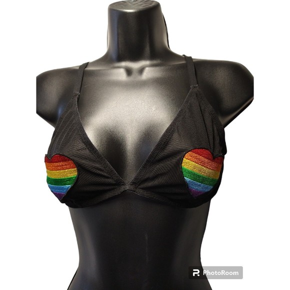 Hot Topic Other - Rainbow Heart Mesh Bralette Hot Topic